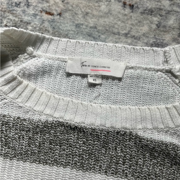 Vince Camuto Gray and White Striped Knit Sweater - Picture 4 of 6